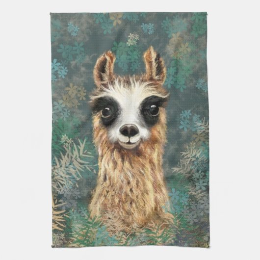 Curieuze Baby Llama - Cute - Theedoek (Verticaal)