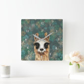Curieuze Baby Llama - Cute - Vierkante Klok (Huis)