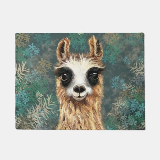 Curieuze Baby Llama - Smile - Deurmat (Voorkant)