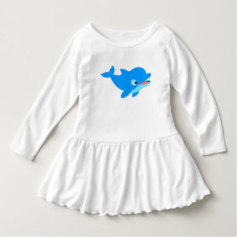 Curieuze Cartoon Dolphin Ruffle Dress