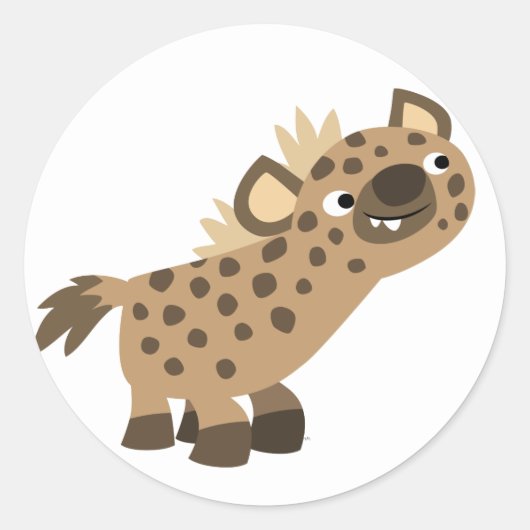Curieuze Cartoon Hyena Sticker (Voorkant)