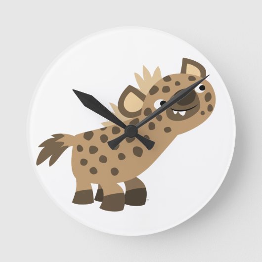 Curieuze Cartoon Hyena Wall Clock Ronde Klok (Voorkant)