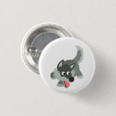 Curieuze Cartoon Wolf Button Badge (Voorkant /achterkant)