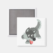 Curieuze Cartoon Wolf Magnet (Voorkant / Achterkant)