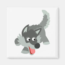 Curieuze Cartoon Wolf Magnet