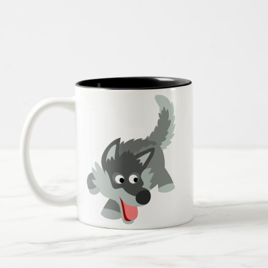 Curieuze Cartoon Wolf Mok (Links)