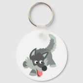 Curieuze Cartoon Wolf Sleutelhanger (Voorkant)