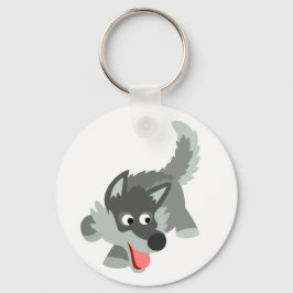 Curieuze Cartoon Wolf Sleutelhanger