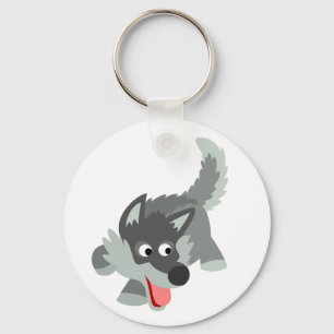 Curieuze Cartoon Wolf Sleutelhanger