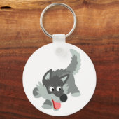 Curieuze Cartoon Wolf Sleutelhanger (Voorkant)
