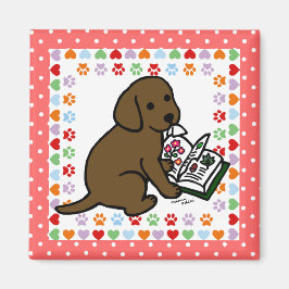 Curieuze chocolade Labrador Puppy Magneet