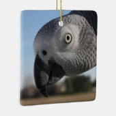 Curieuze Congo-Afrikaanse grijze papegaai Keramisch Ornament (Rechts)