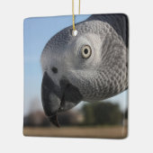 Curieuze Congo-Afrikaanse grijze papegaai Keramisch Ornament (Links)