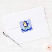 Curieuze Cute Baby Penguin Vierkante Sticker (Envelop)