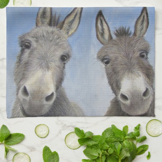 Curieuze Donkeys Theedoek (Gevouwen)
