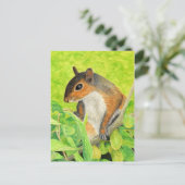 Curieuze eekhoorn - Wilde Kunst Briefkaart (Staand voorkant)