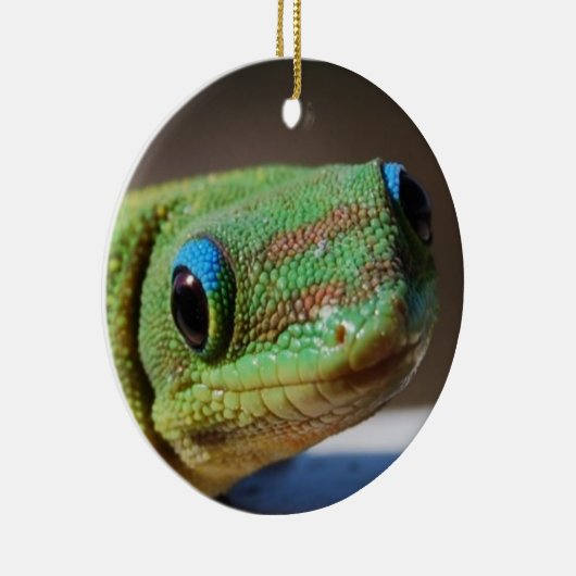 Curieuze Gecko Keramisch Ornament (Rechts)