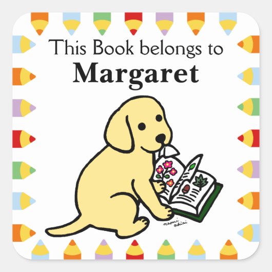 Curieuze gele labrador puppy vierkante sticker (Voorkant)