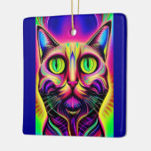 curieuze kattenversiering keramisch ornament (Links)