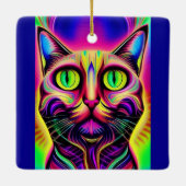 curieuze kattenversiering keramisch ornament (Achterkant)