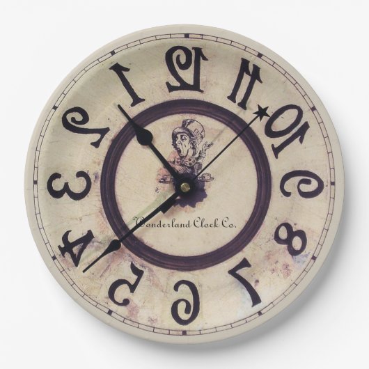 Curieuze klok 1 papieren bordje (Voorkant)