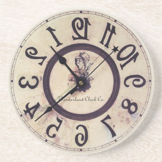 Curieuze klok 1 zandsteen onderzetter (Voorkant)