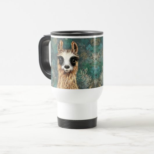 Curieuze Llama Travel Mug - Smile Reisbeker (Voorkant links)