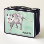 Curieuze Opossum voegt je eigen naam metaal lange (Achterkant)