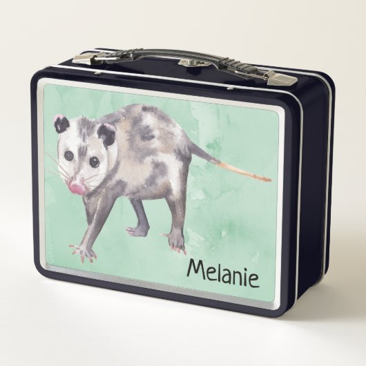 Curieuze Opossum voegt je eigen naam metaal lange (Achterkant)