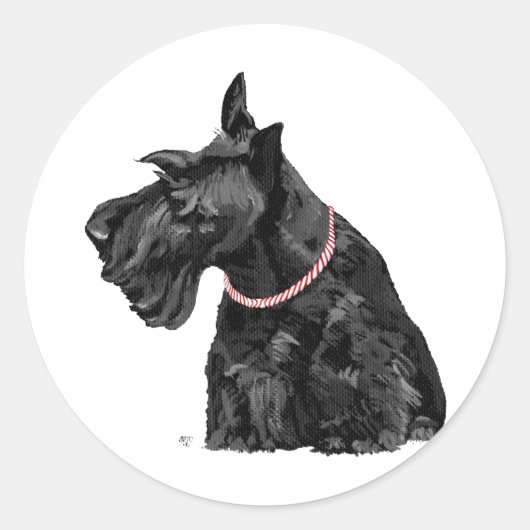 Curieuze Schotse Terrier Ronde Sticker (Voorkant)