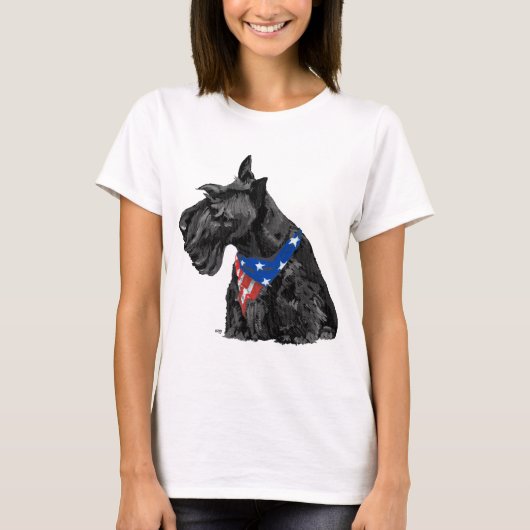 Curieuze Scottish Terrier Patriotic T-shirt (Voorkant)