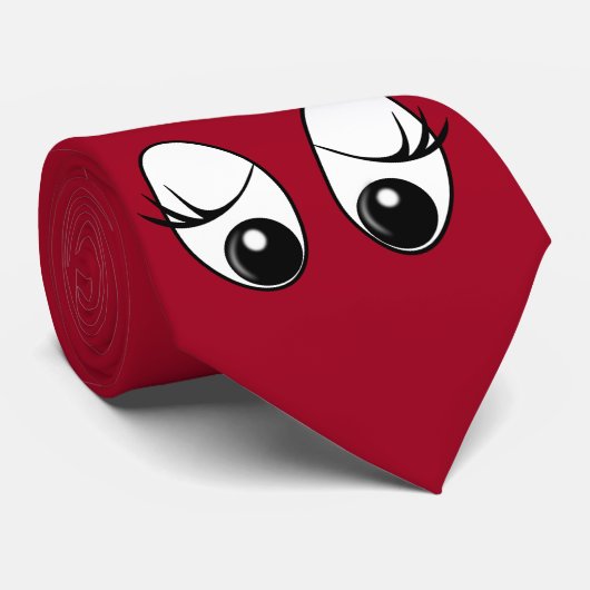 Curieuze stropdas Eyes Aangepaste kleuren - Rood (Opgerold)