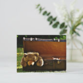 Curieuze Suitcase Kitten met Stuffed Teddy Briefkaart (Staand voorkant)