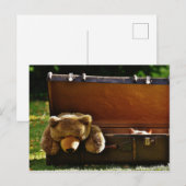 Curieuze Suitcase Kitten met Stuffed Teddy Briefkaart (Voorkant / Achterkant)