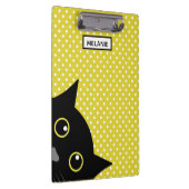 Curieuze zwarte kat gele wandelwand gepersonalisee klembord (Rechts)