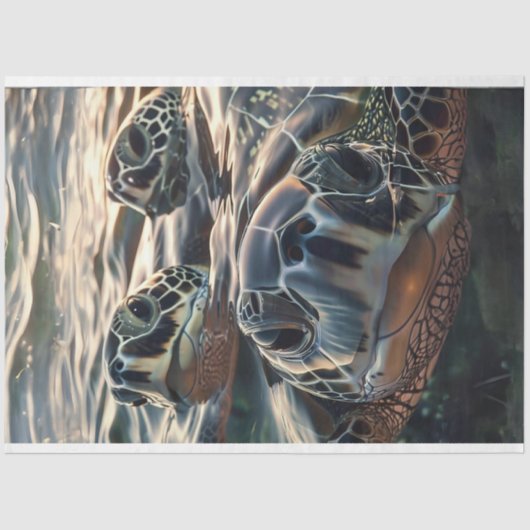 Curios Trio Schildpadden van de Deep Decoupage Tissuepapier (Voorkant)