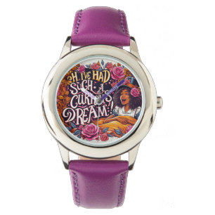 Curiose Droom Alice Wonderland Zwart Horloge