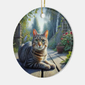 Curiositeit Tabby Kat Aandenken Keramisch Ornament (Links)