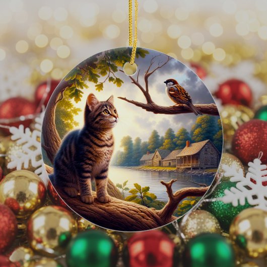 Curiositeit Tabby Kat Aandenken Keramisch Ornament