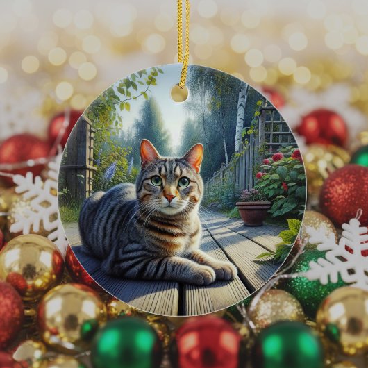 Curiositeit Tabby Kat Aandenken Keramisch Ornament