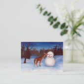 Curiosity Deer en Snowman Art Card Visitekaartje (Staand voorkant)