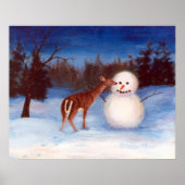 Curiosity Deer en Snowman Poster (Voorkant)