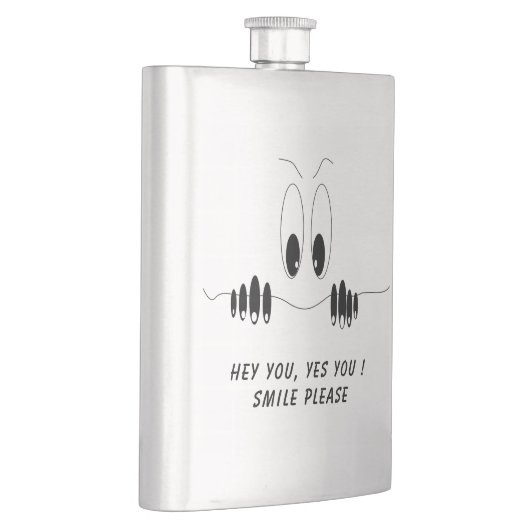 Curiosity Eyes Funny Flask Smile - Aangepaste teks Flacon (Rechts)