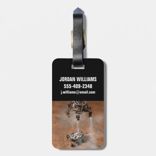 Curiosity Rover landt op het Marsoppervlak. Bagagelabel (Achterkant verticaal)