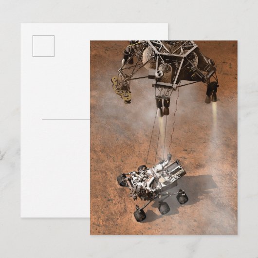 Curiosity Rover landt op het Marsoppervlak. Briefkaart (Voorkant / Achterkant)