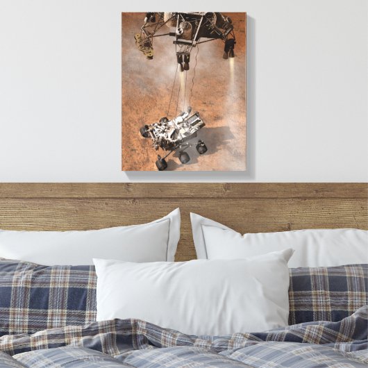 Curiosity Rover landt op het Marsoppervlak. Canvas Afdruk (Insitu (Slaapkamer))