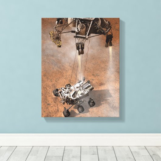 Curiosity Rover landt op het Marsoppervlak. Canvas Afdruk (Insitu (Houten vloer))