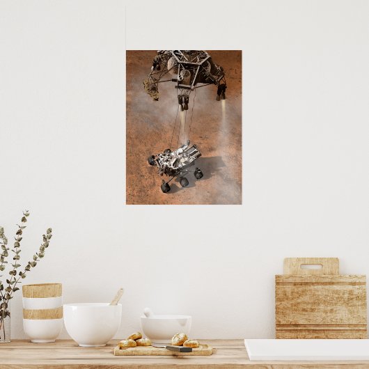 Curiosity Rover landt op het Marsoppervlak. Poster (Keuken)