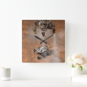 Curiosity Rover landt op het Marsoppervlak. Vierkante Klok (Huis)