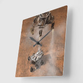Curiosity Rover landt op het Marsoppervlak. Vierkante Klok (Hoek)